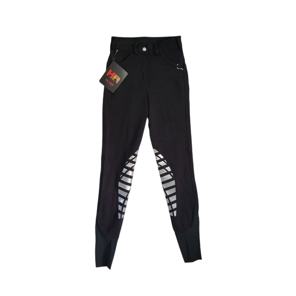 New HR Farm Womens 22 Equestrian Pants Full Seat Grip Breeches Jodhpers Black
